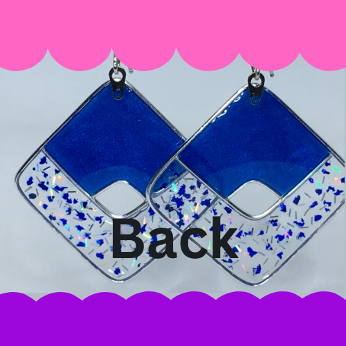 frosted blue and silver resin earrings