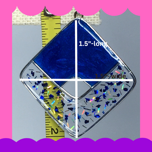 frosted blue and silver resin earrings