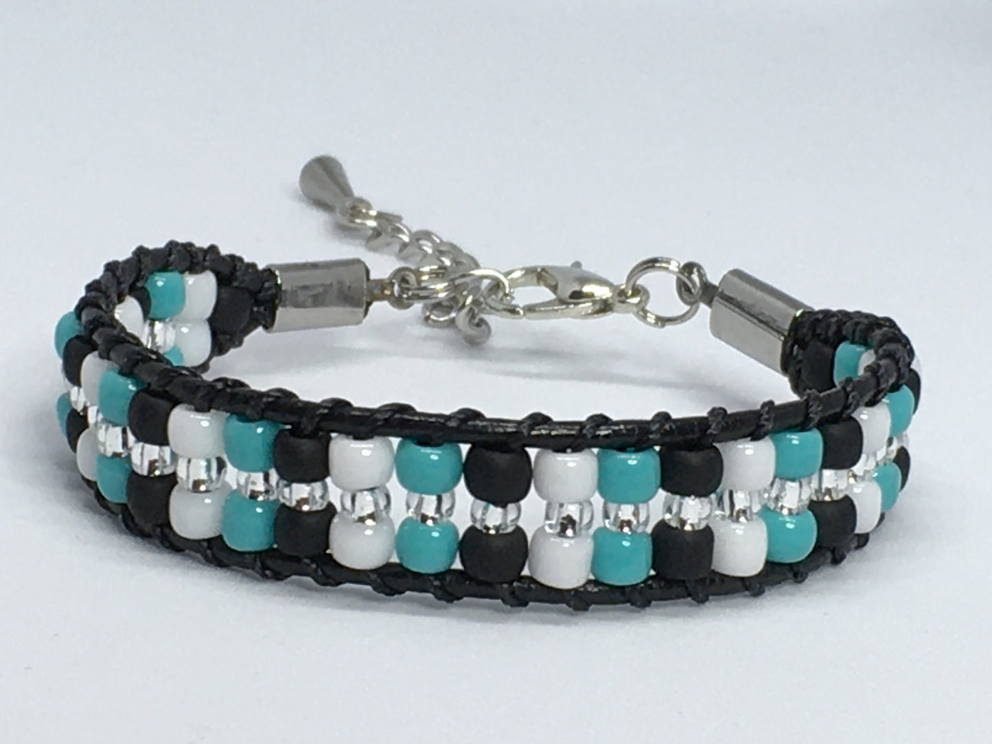 5.75" Bead and Leather Women's Bracelet