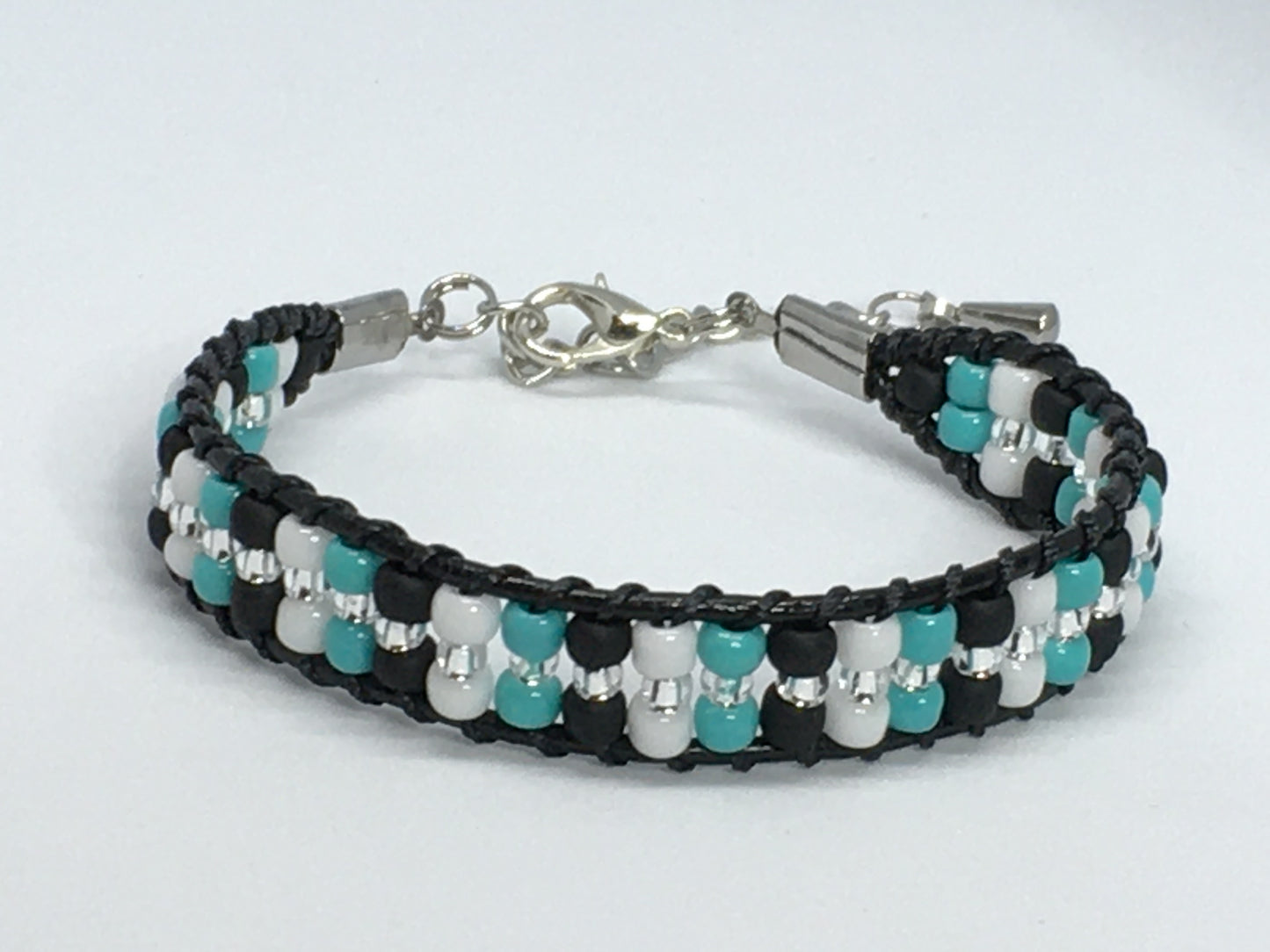 6.75" Bead and Leather Women's Bracelet