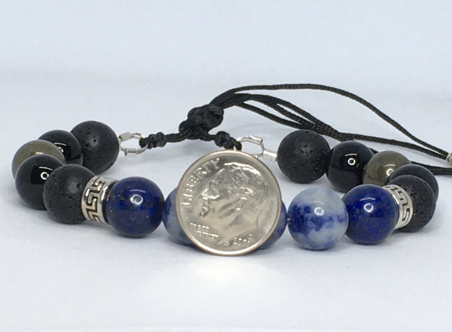 7" Sodalite, Lapis, Pyrite, Onyx and Lava Men's Bracelet