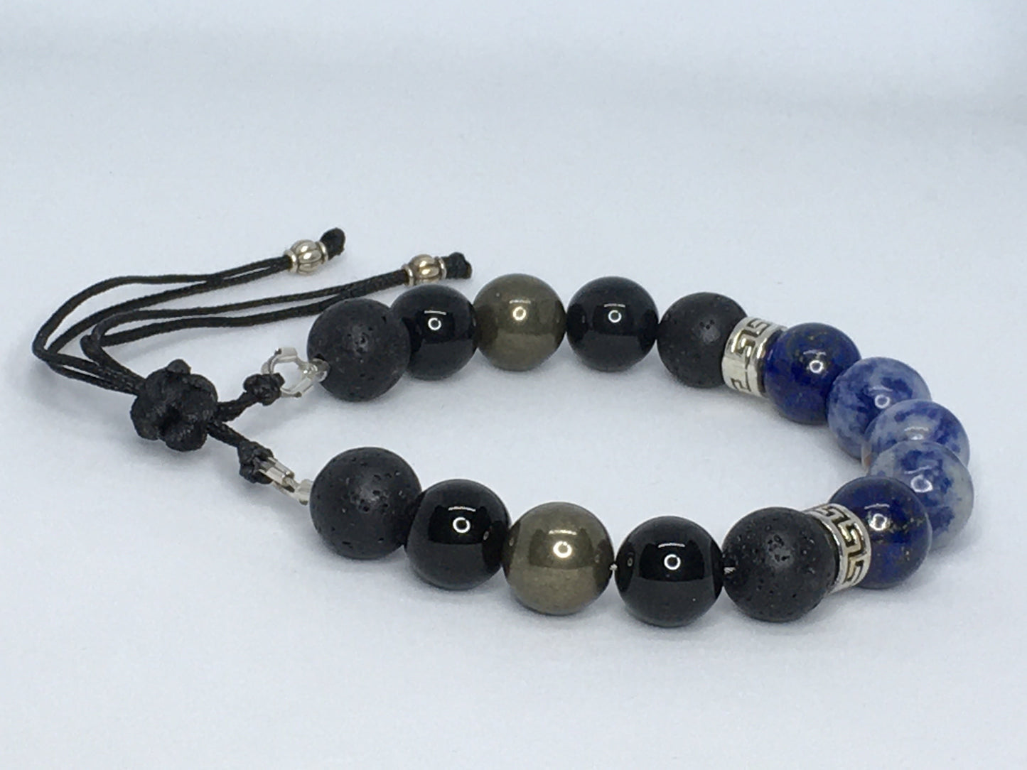 7" Sodalite, Lapis, Pyrite, Onyx and Lava Men's Bracelet