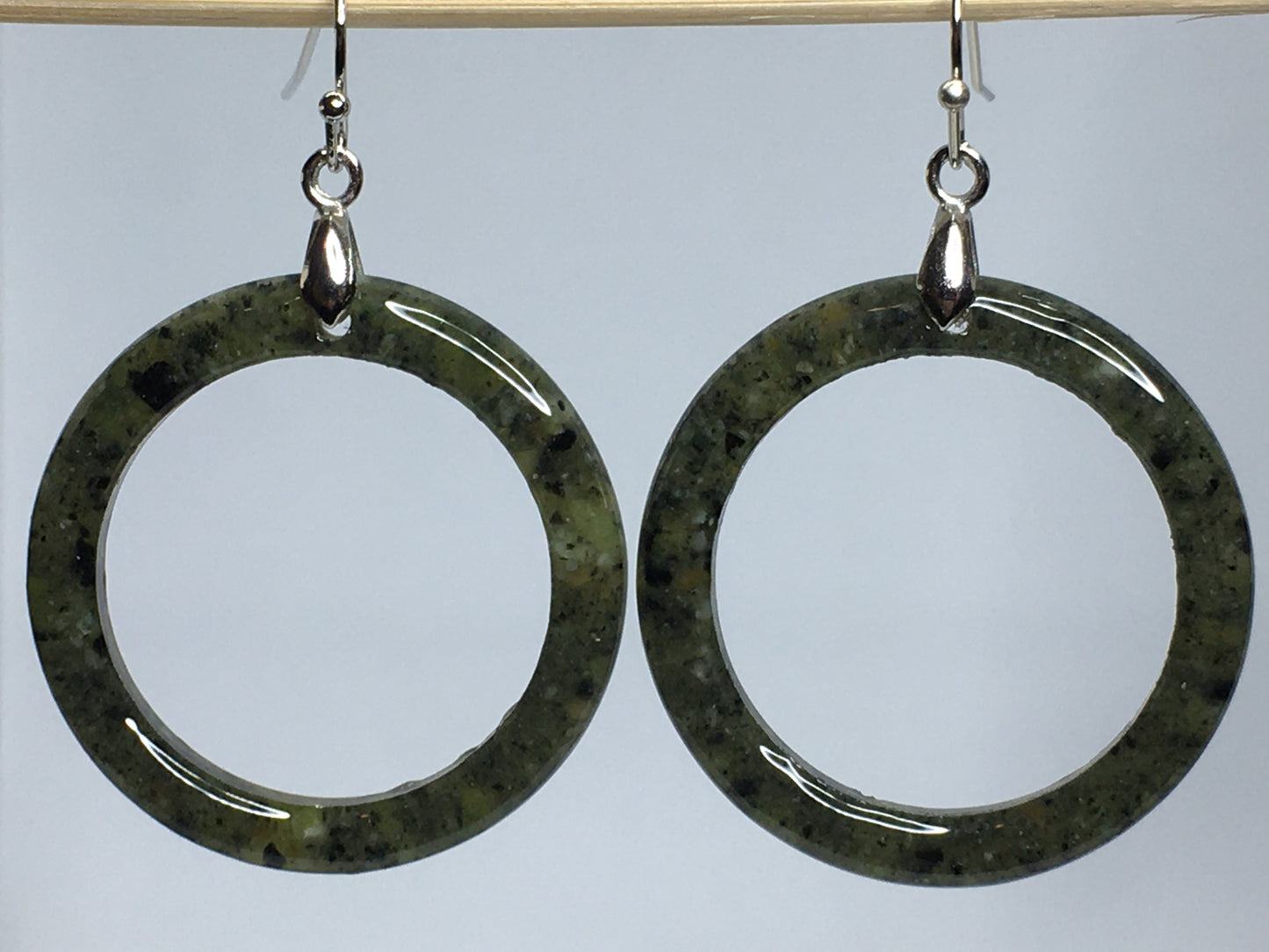Green Serpentine Crushed Gemstone Earrings.