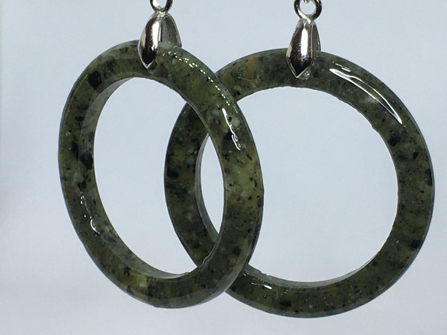Green Serpentine Crushed Gemstone Earrings.