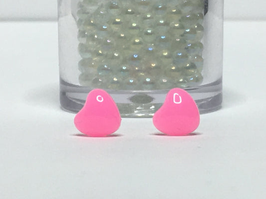 Bubble gum Pink Heart Earrings 1/4"