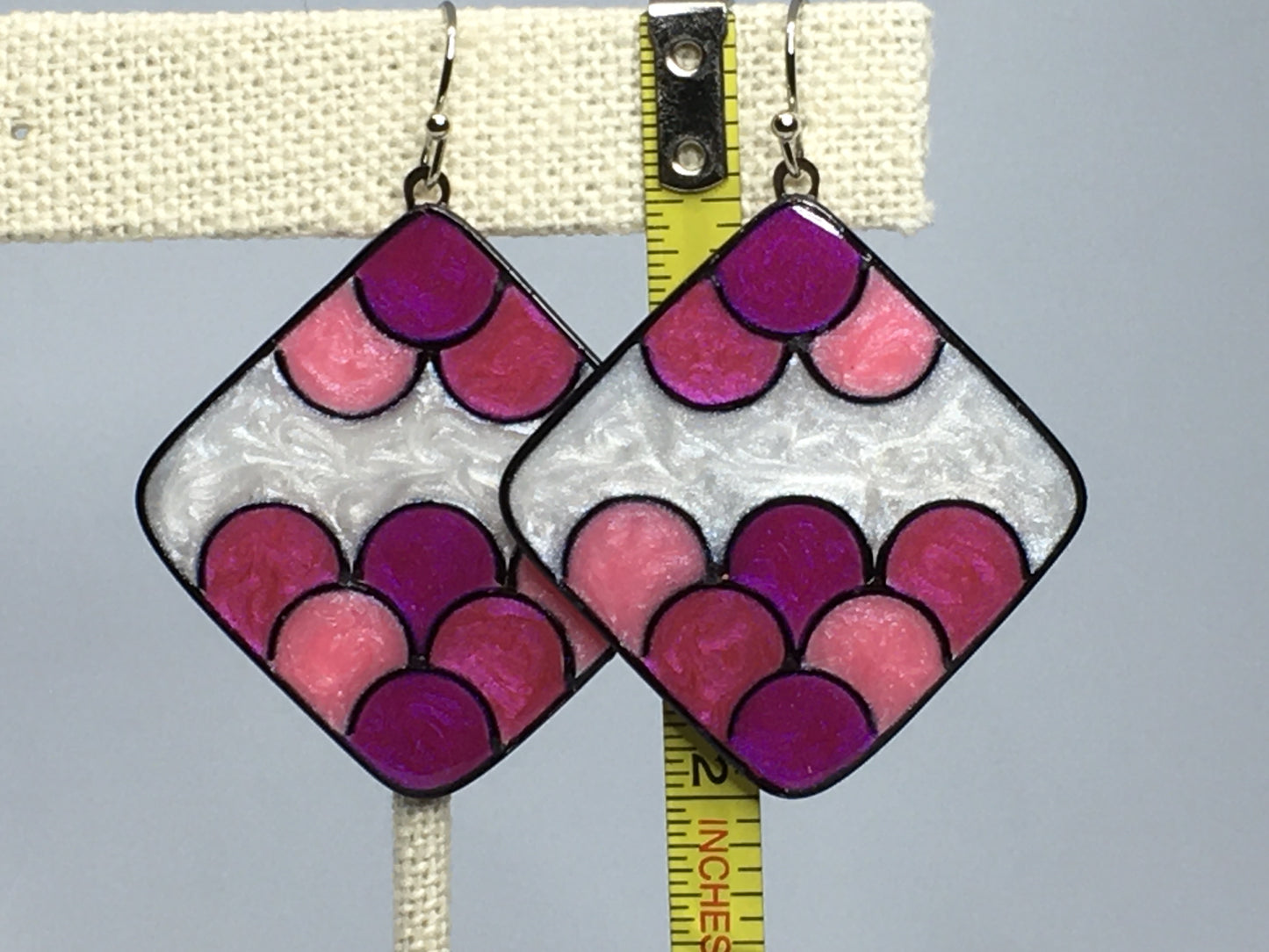 Pink and white earrings