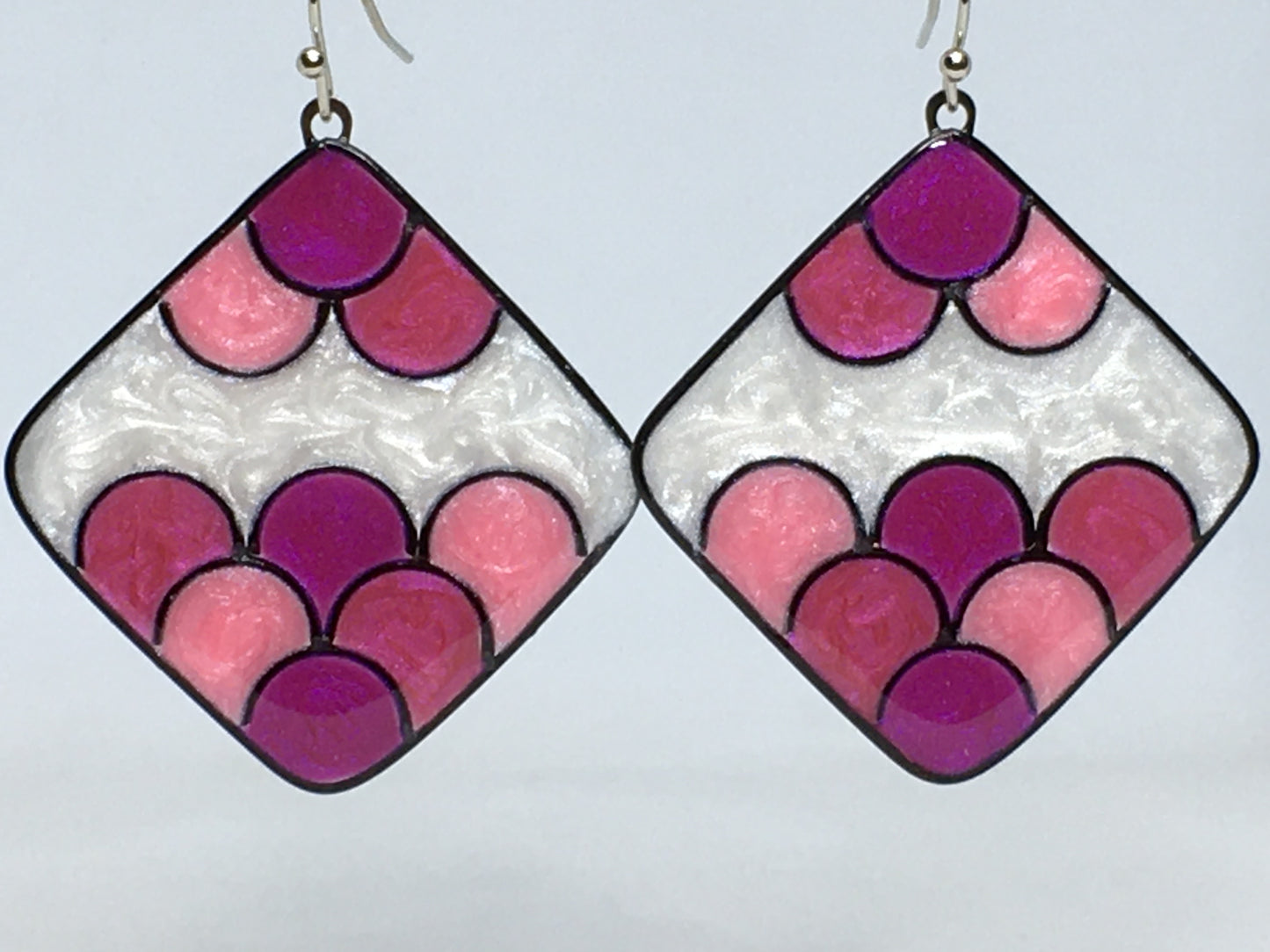 Pink and white earrings