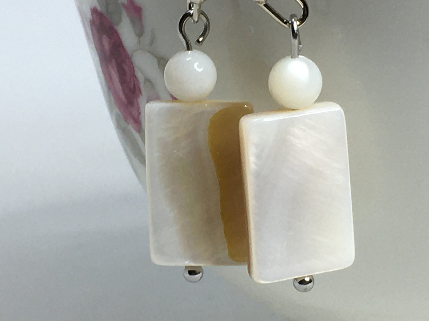 Mother of Pearl and Pearl Shell Earrings