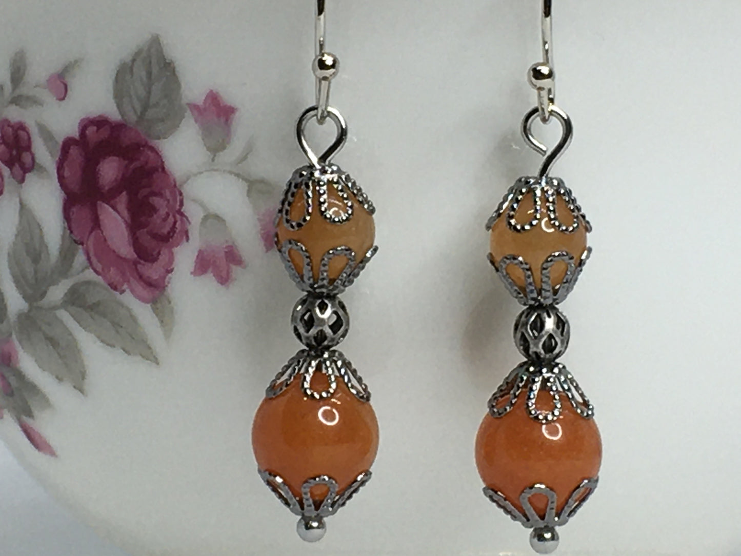 Red Orange Aventurine Gemstone Earrings