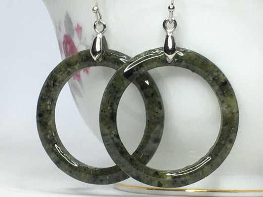 Green Serpentine Crushed Gemstone Earrings.