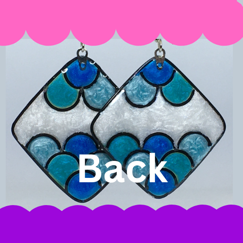 Blue, teal, mint and white resin earrings