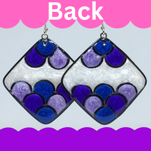 Purple, blue and white earrings