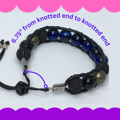 6.75" to 7.25" Blue Tiger's Eye, Black Agate, Pyrite and Lava Men's Bracelet