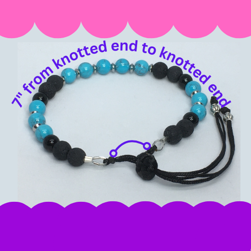 7" to 7.5" Blue Turquoise, Black Onyx and Lava Women's Bracelet