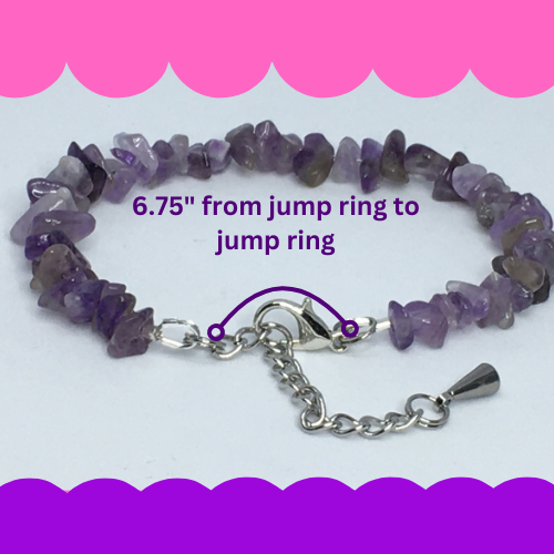 6.75" to 7.25" to 7.25" Amethyst Chip Women's Bracelet