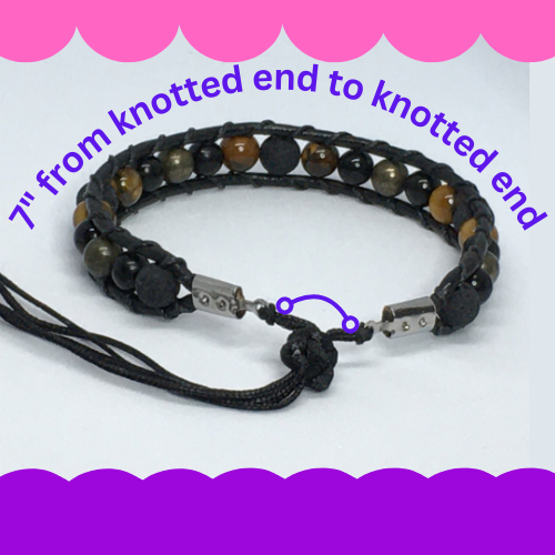 7" to 7.5" Tiger's Eye, Pyrite and Lava Men's Bracelet