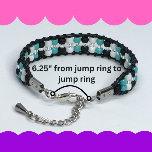 6.25" to 6.75" Bead and Leather Women's Bracelet