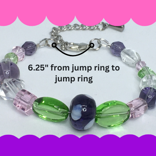 6.25" to 6.75" Glass Bead Women's Bracelet