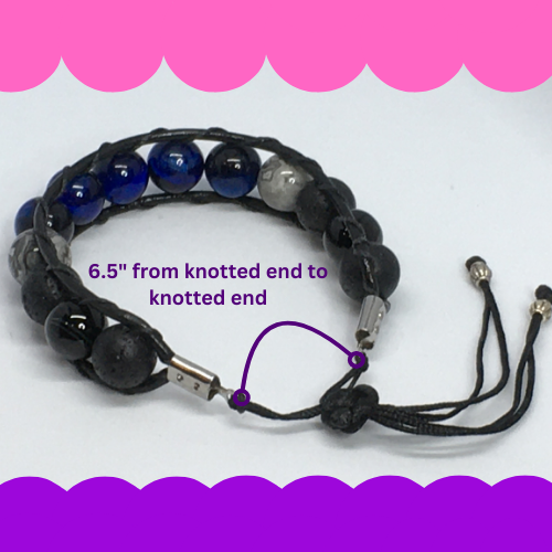 6.5" to 7" Blue Tiger's Eye, Black Agate, Map Jasper and Lava Men's Bracelet