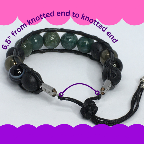 6.5" to 7" India Agate, Black Agate, Pyrite and Lava Men's Bracelet