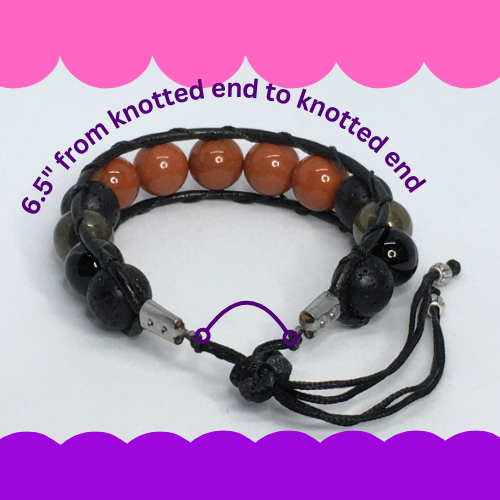 6.5" to 7" Red Jasper, Black Agate, Pyrite and Lava Men's Bracelet