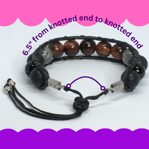 6.5" to 7" Red Tiger's Eye, Onyx, Map Jasper and Lava Men's Bracelet