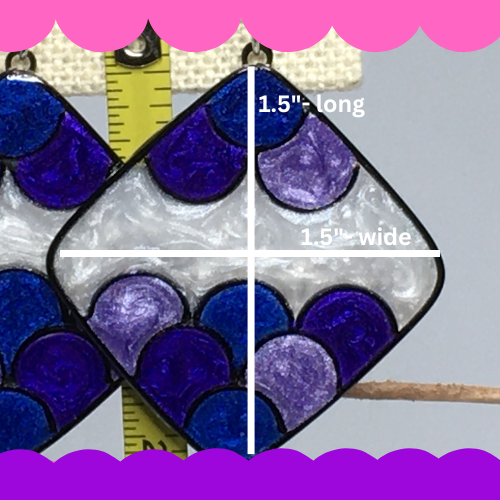 Purple, blue and white earrings