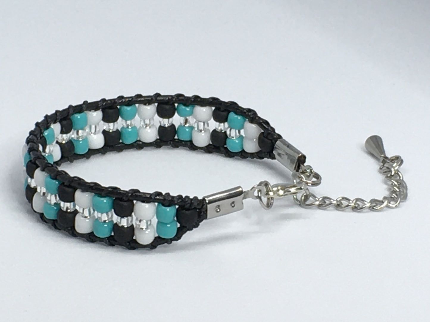5.75" Bead and Leather Women's Bracelet