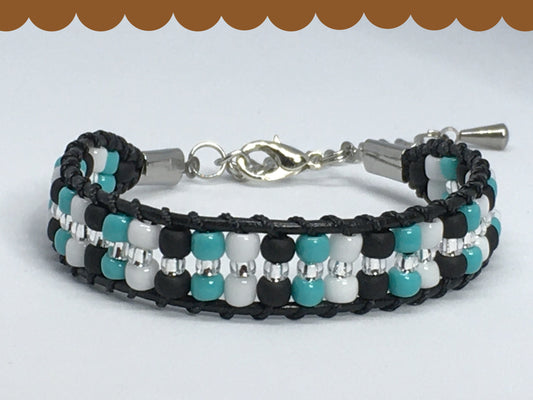 6" Bead and Leather Women's Bracelet