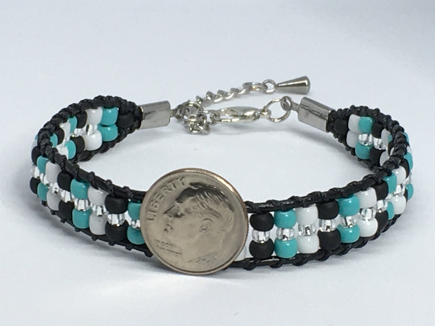 7.5" Bead and Leather Women's Bracelet
