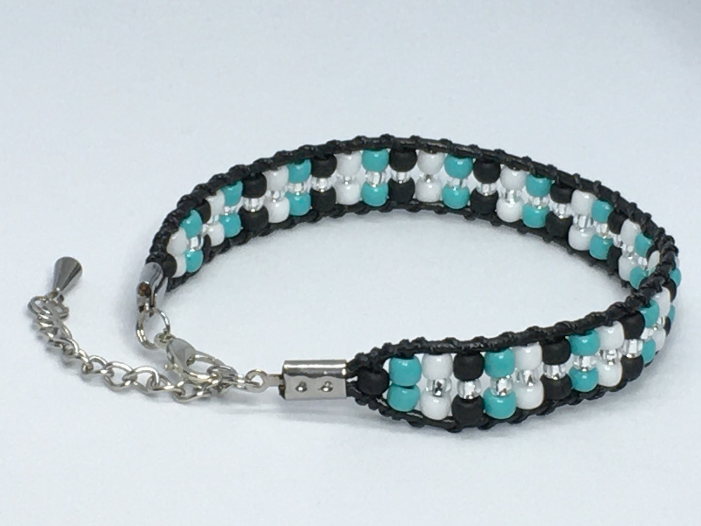 7.5" Bead and Leather Women's Bracelet