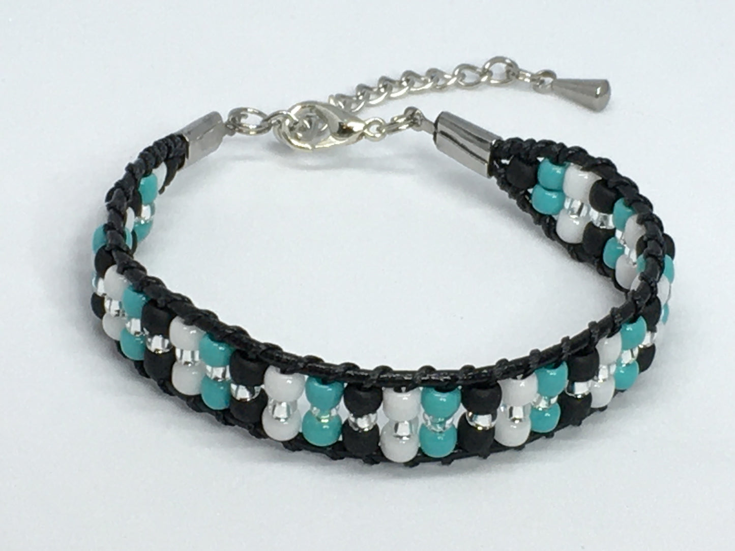 6.75" Bead and Leather Women's Bracelet