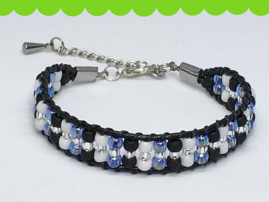 6.5" Bead and Leather Women's Bracelet