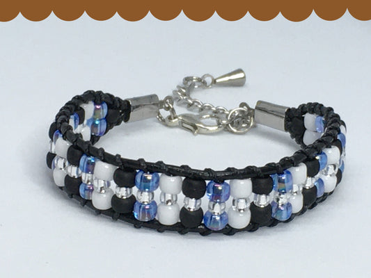 6" Bead and Leather Women's Bracelet