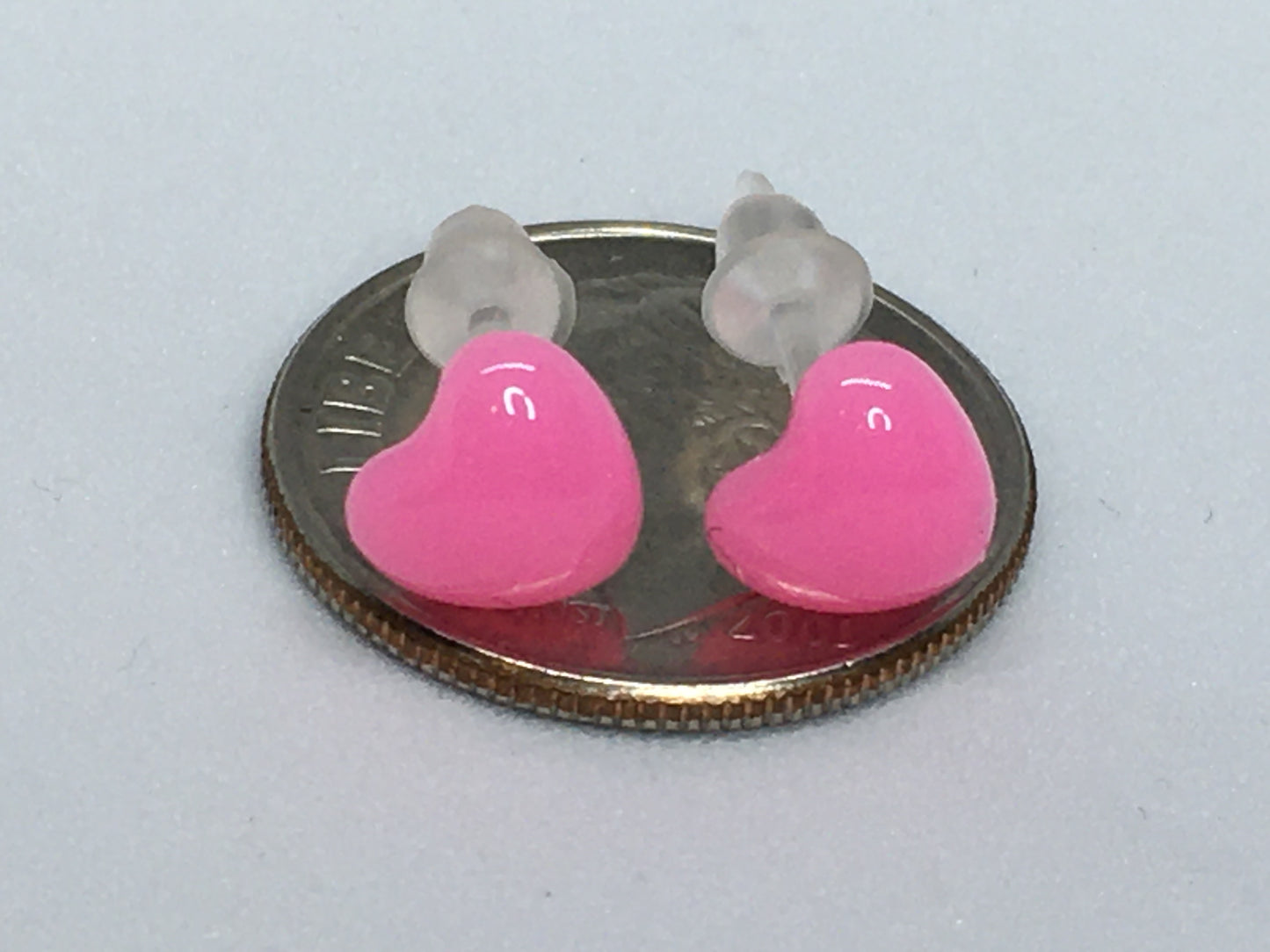 Bubble gum Pink Heart Earrings 1/4"