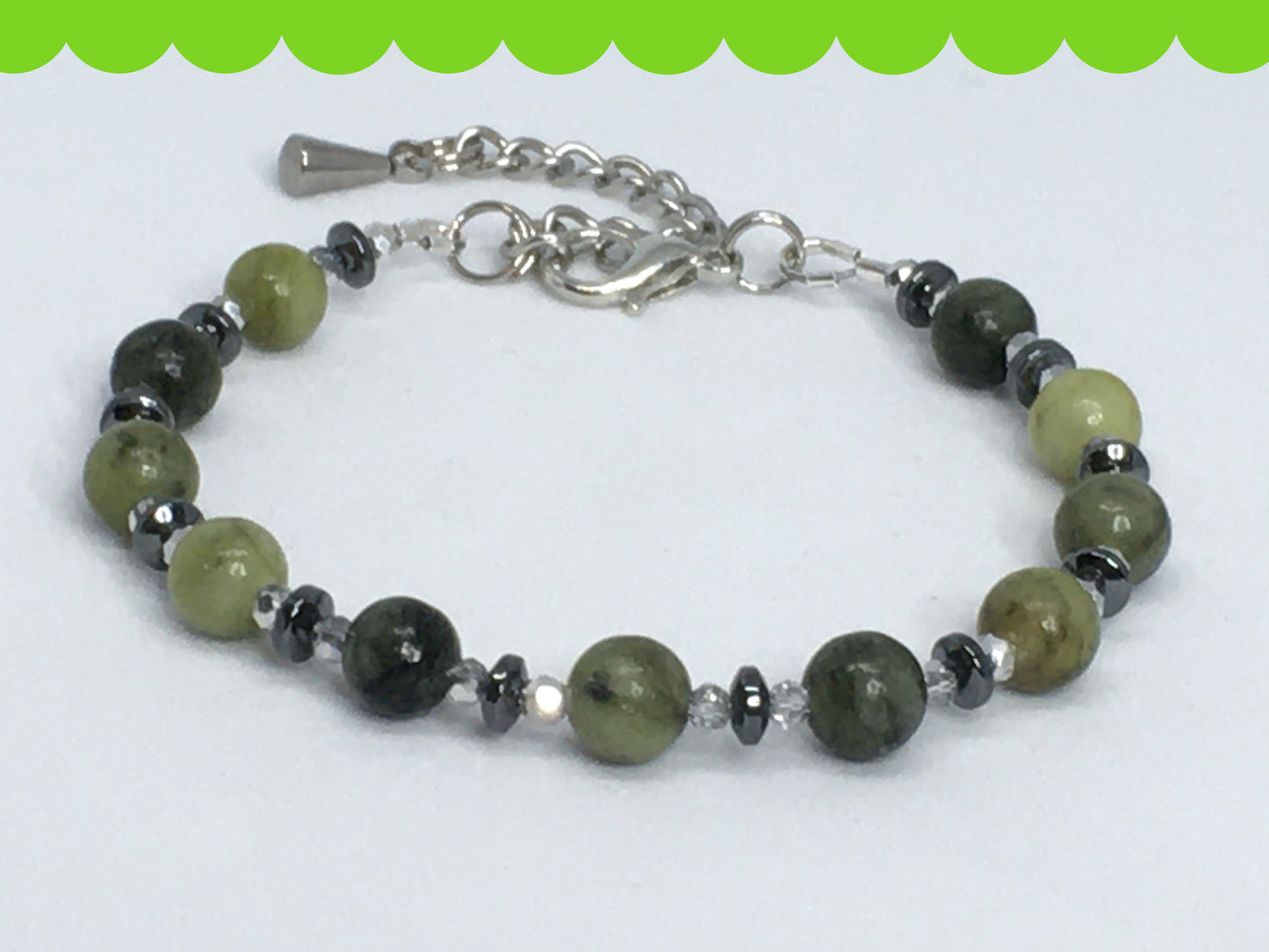 6.5" to 7" Green Serpentine Women's Bracelet