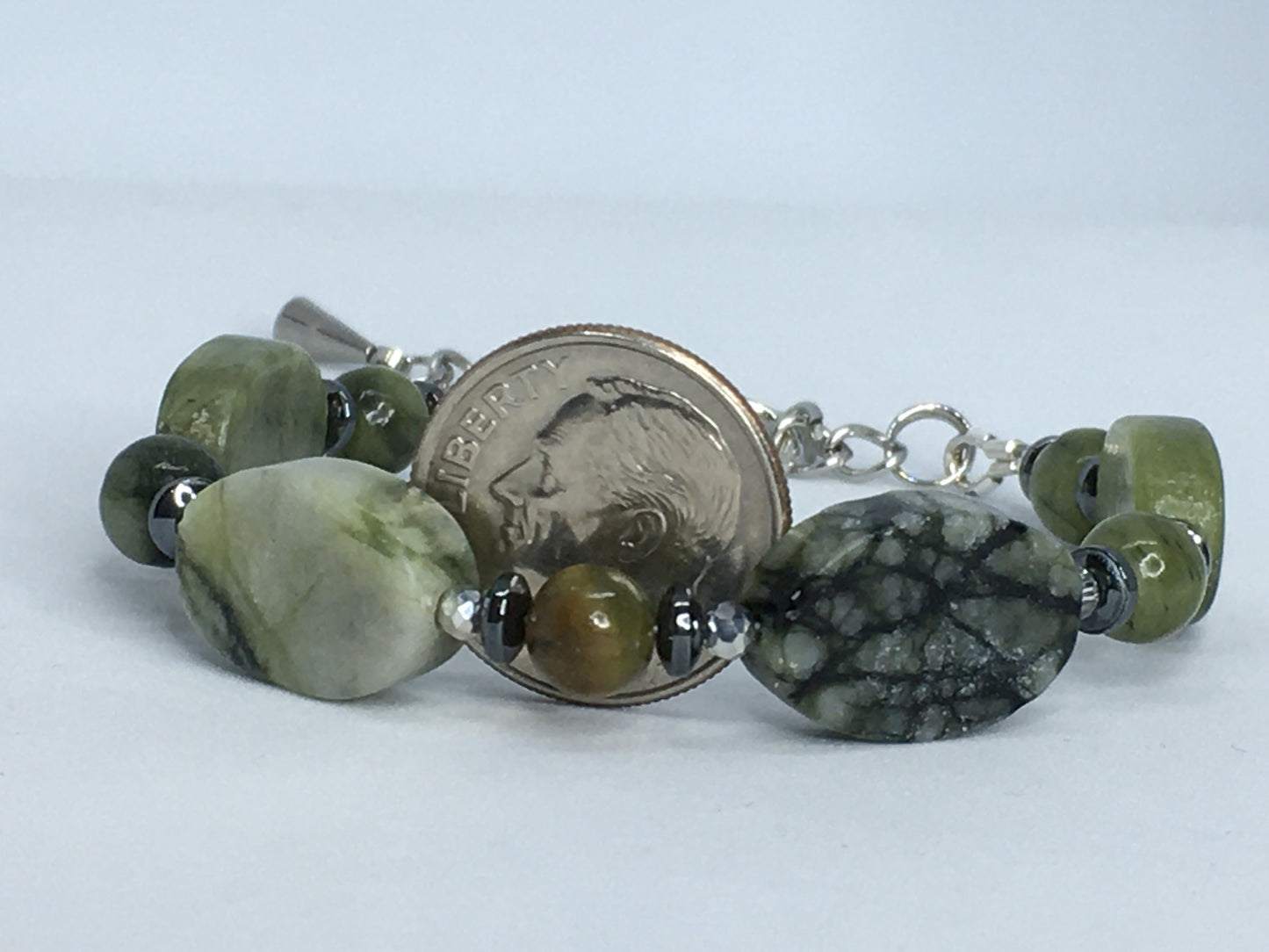 6.25" to 6.75" Green Serpentine Women's Bracelet