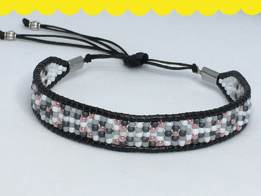 7" Bead and Leather Women's Bracelet