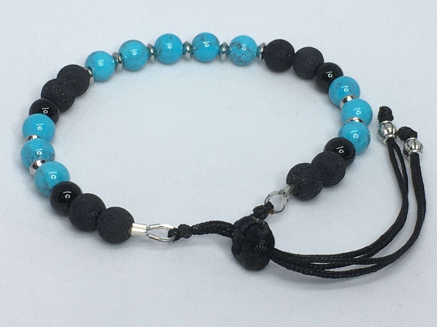 7" Blue Turquoise, Black Onyx and Lava Women's Bracelet