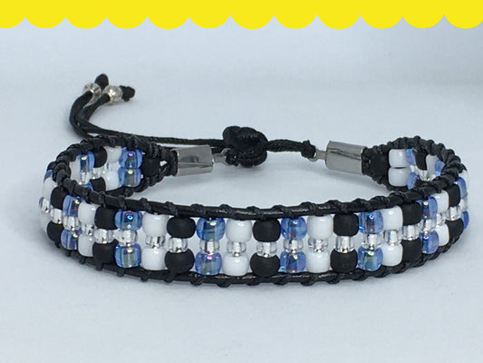 7" Bead and Leather Women's Bracelet