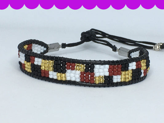 6.25" to 6.75" Bead and Leather Women's Bracelet