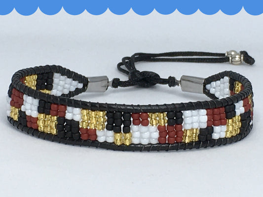 6.75" Bead and Leather Women's Bracelet